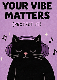 Black Cat Listening to Music