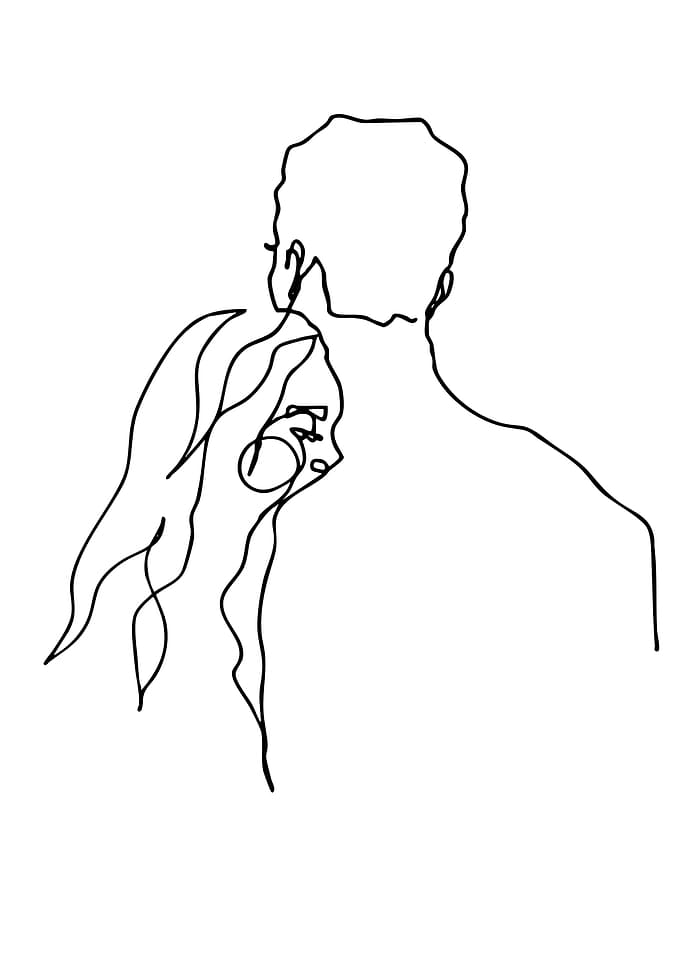 Couple's Embrace Line Art