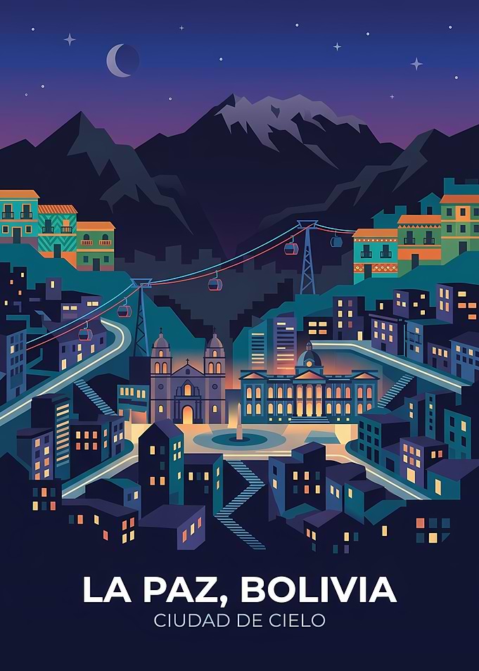 La Paz, Bolivia Cityscape at Night