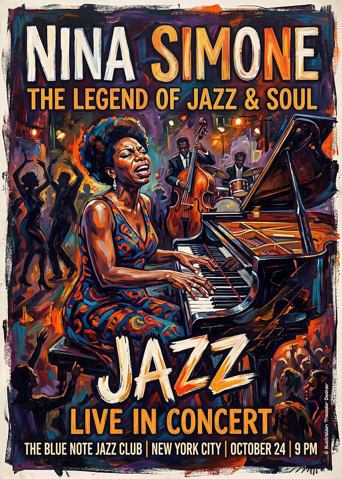 Nina Simone Jazz Concert Poster