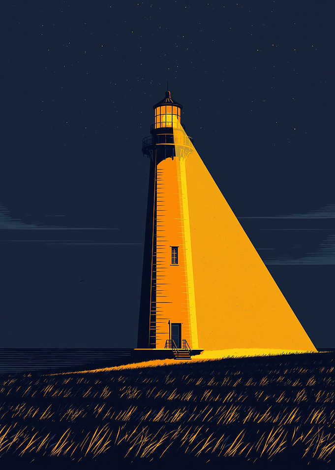 Lighthouse beam at night