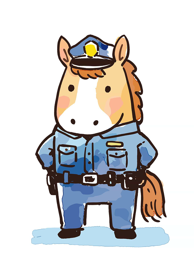 Cute Horse Police Officer Cartoon