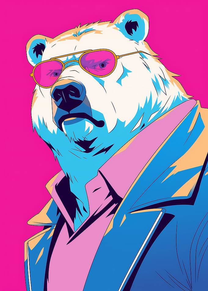 Polar Bear Wearing Sunglasses and Jacket