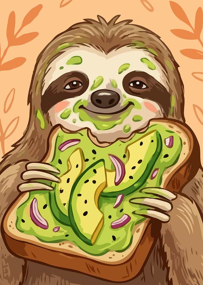 Avocado Sloth - Funny Brunch Toast