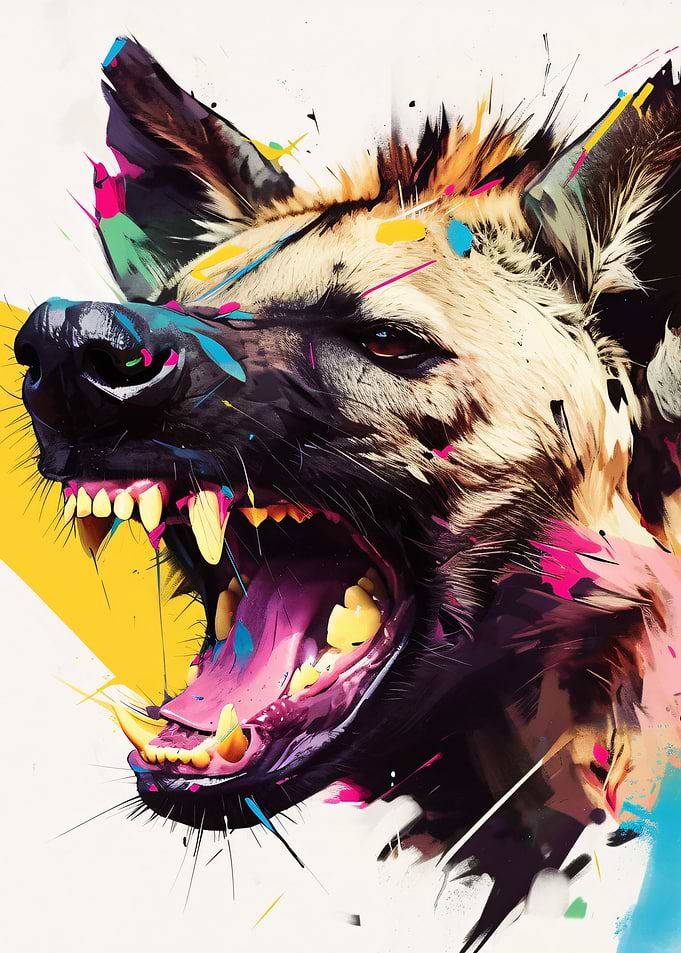 Aggressive Hyena Pop Art