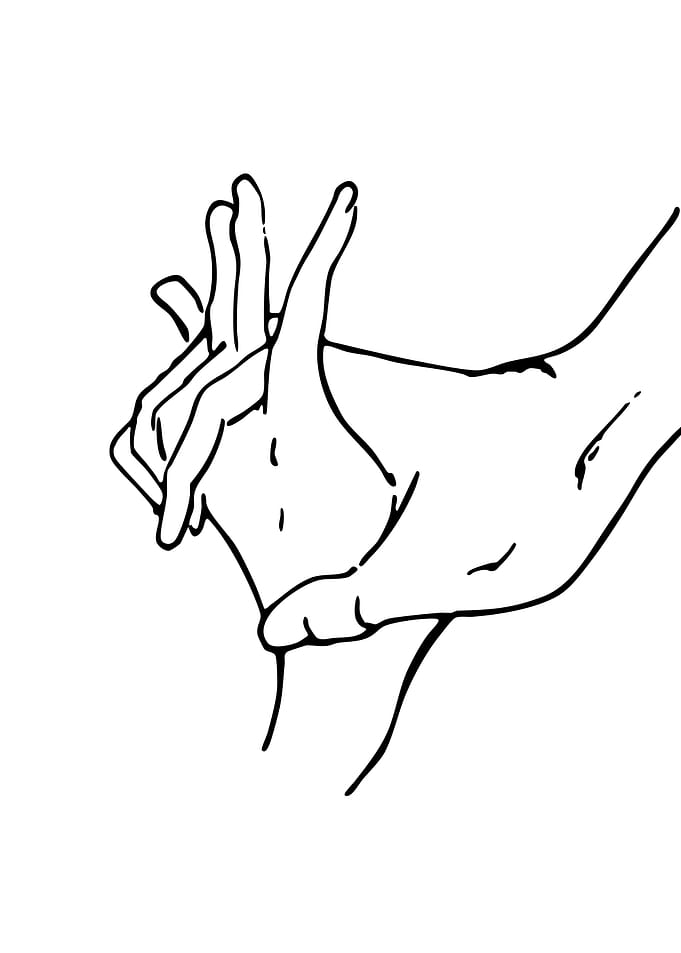 Two hands holding each other