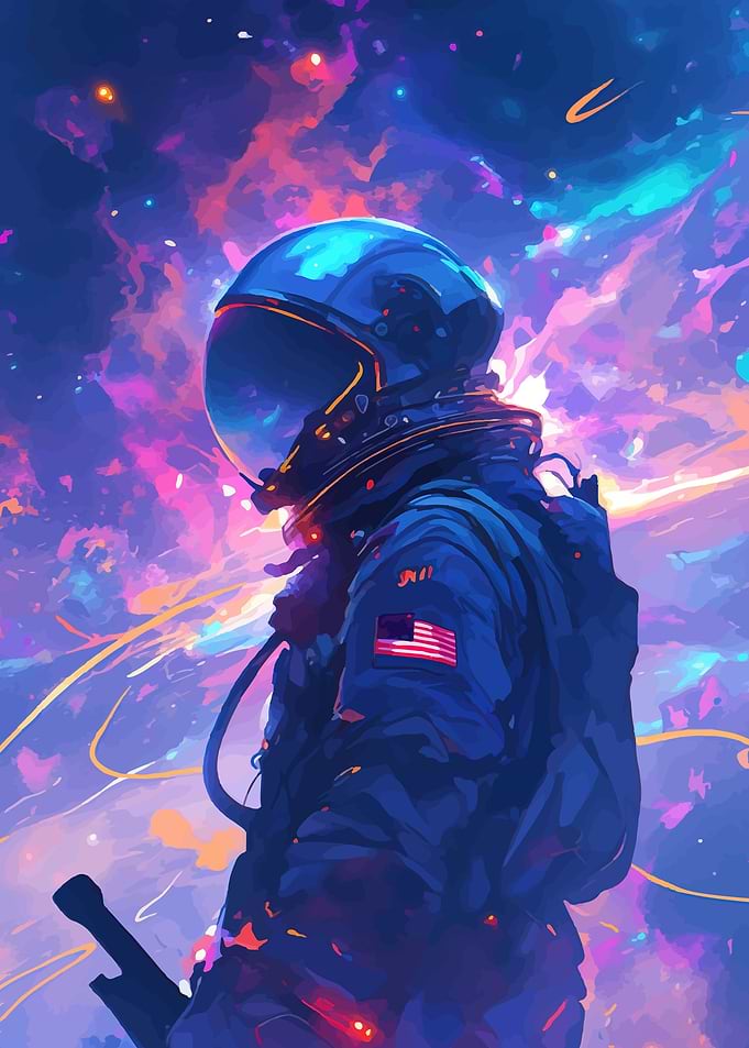 Astronaut in Cosmic Nebula