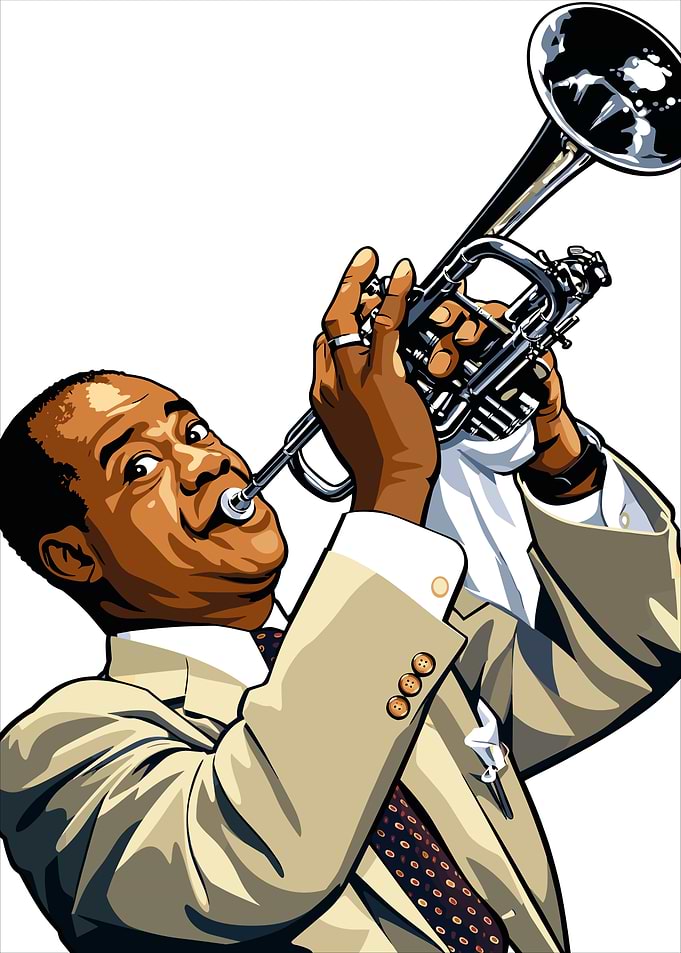 Louis Armstrong Playing Trumpet