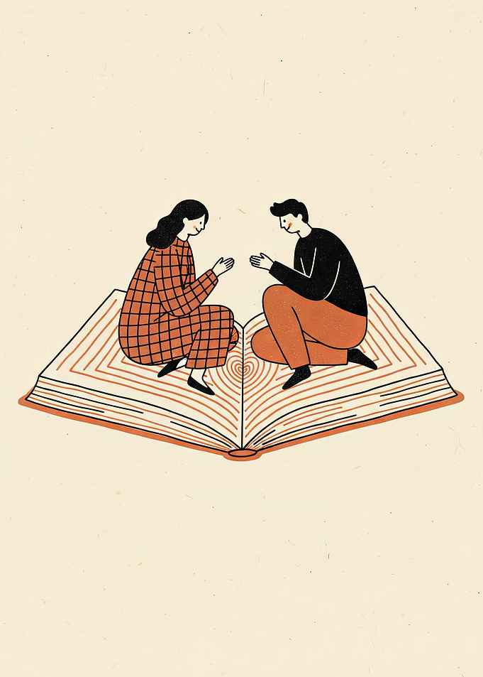 Book Lovers in Quiet Conversation