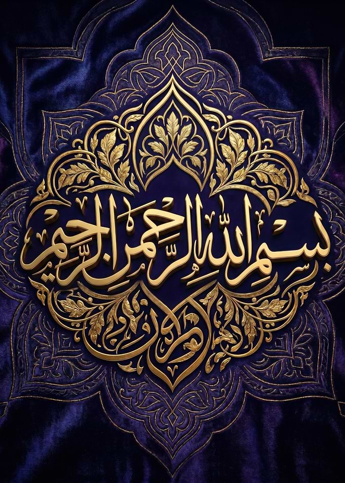 Islamic Calligraphy on Velvet Background