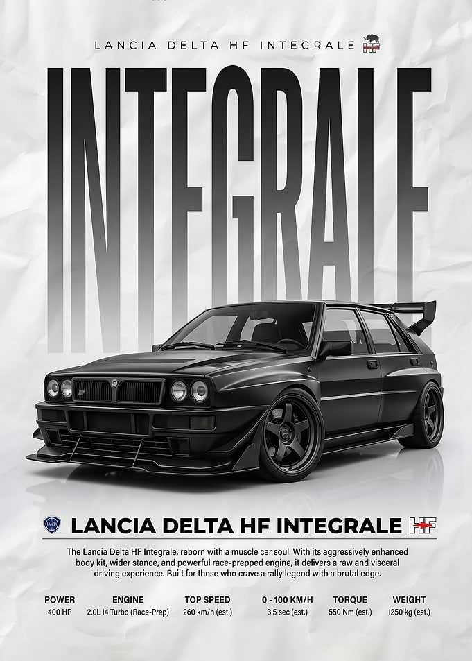 black Lancia Delta HF Integrale Poster