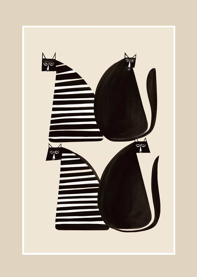 Minimalist Cats in Black and White