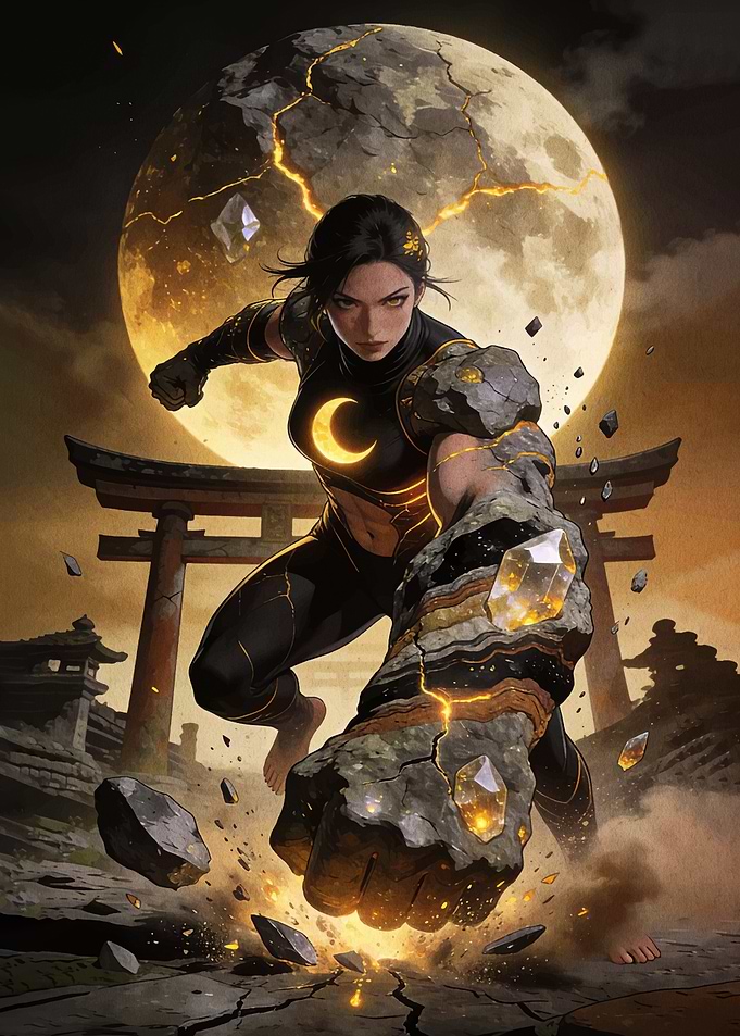 Moonlit Warrior with Crystal Fist