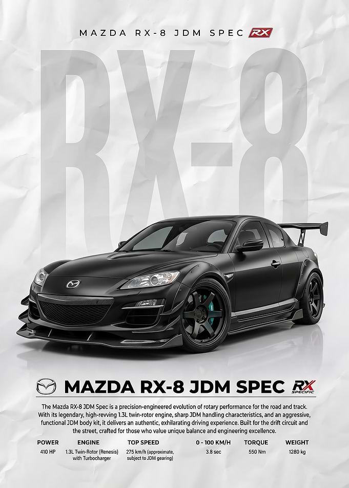 matte black Mazda RX-8 JDM Spec Car
