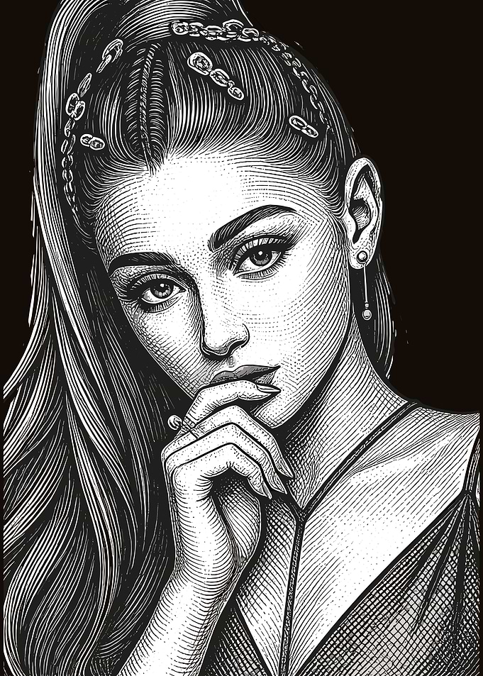 Engraved Portrait of a Woman