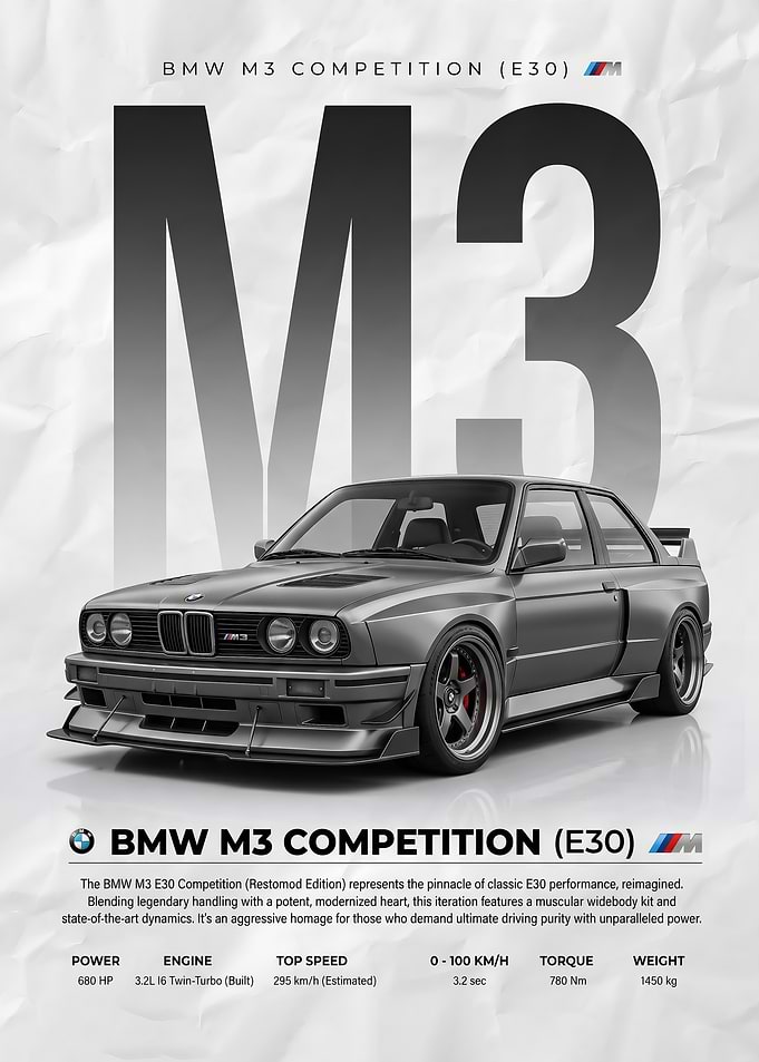 BMW M3 evo E30 Poster