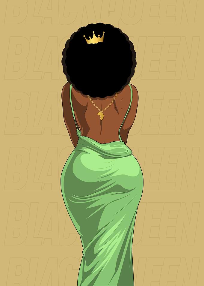 Black Queen in Green Dress
