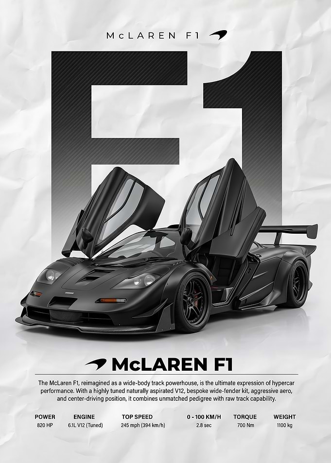 black McLaren F1 race car Poster