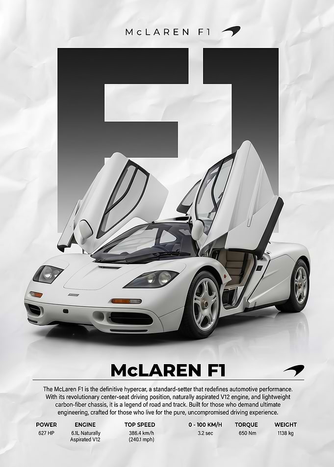 white McLaren F1 Poster