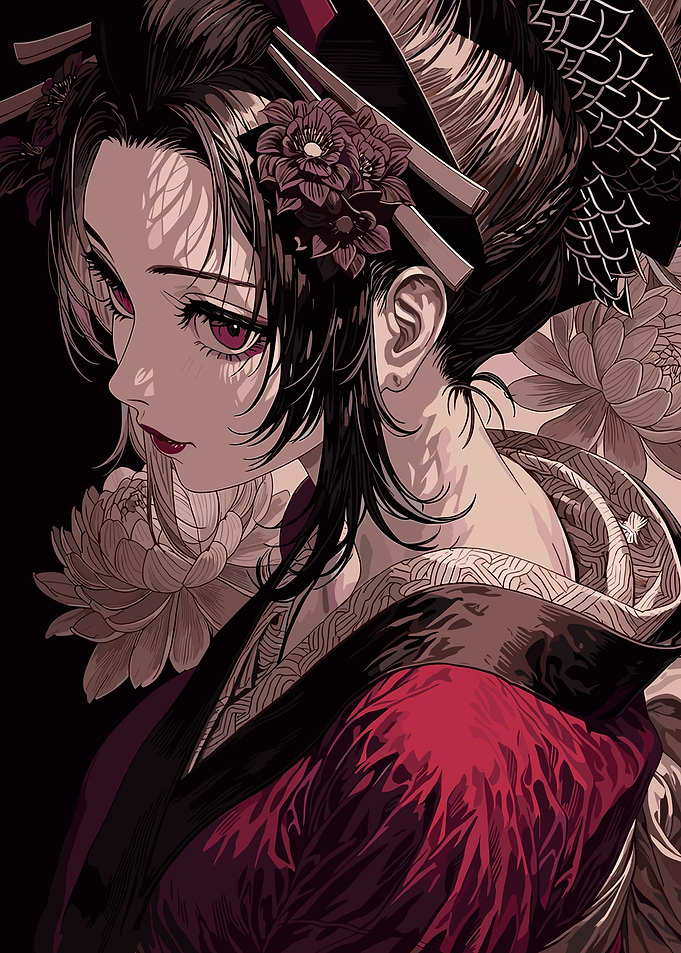 Geisha with Flowers