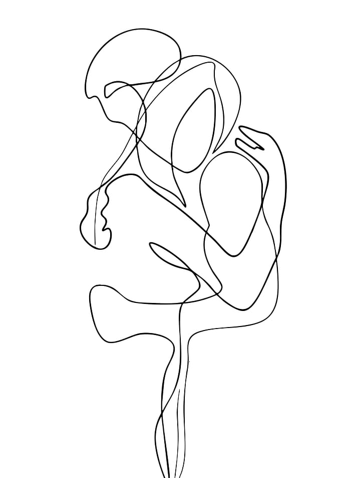 Abstract Hugging Figures Line Art