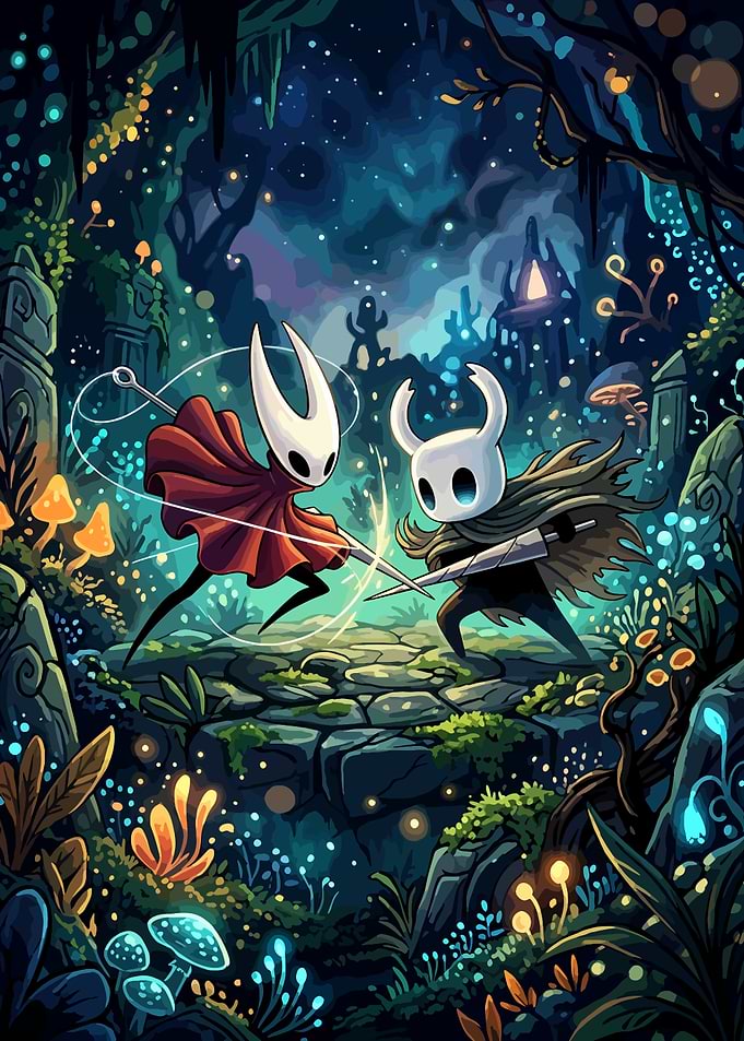 Hollow Knight vs Hornet Battle Poster