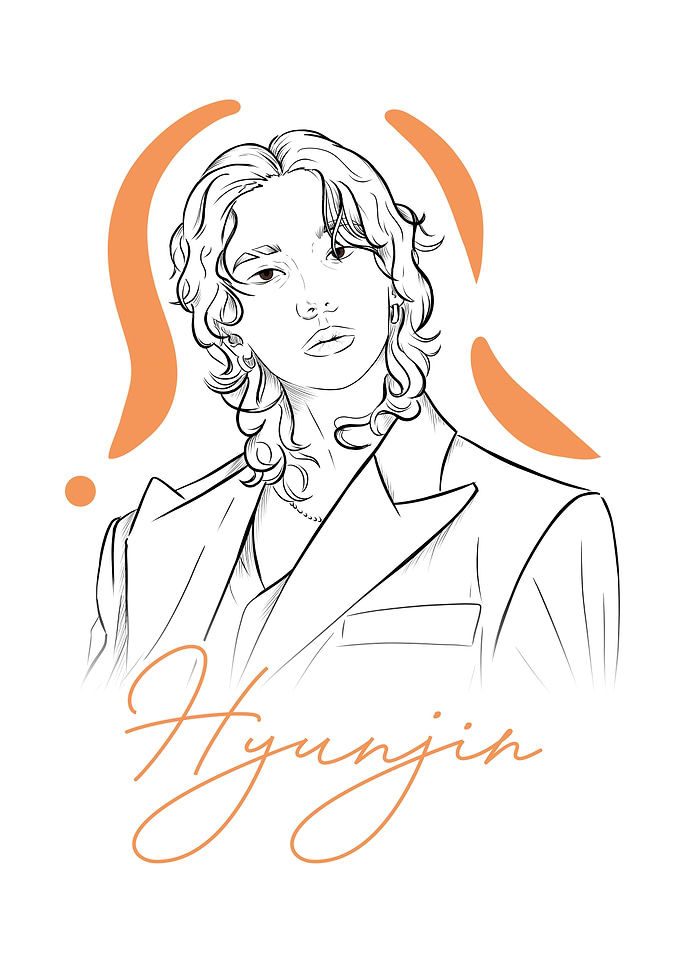 Hyunjin Stray Kids Line Art