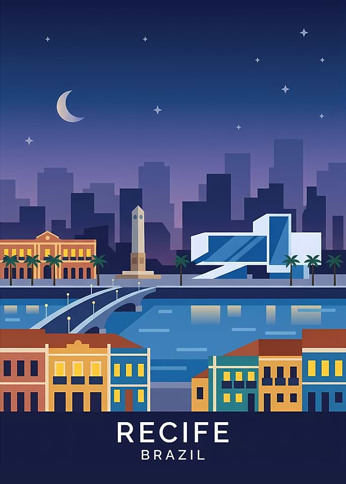 Recife Brazil Cityscape at Night