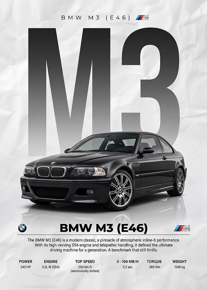 black BMW M3 E46 Poster