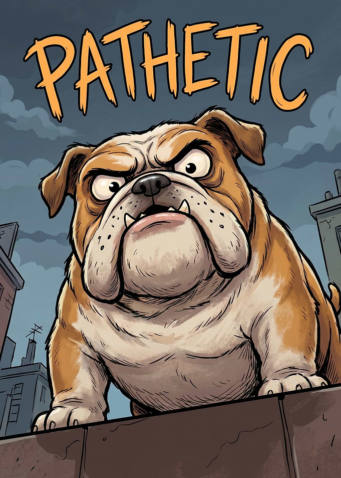 Angry Bulldog with 'Pathetic' Text