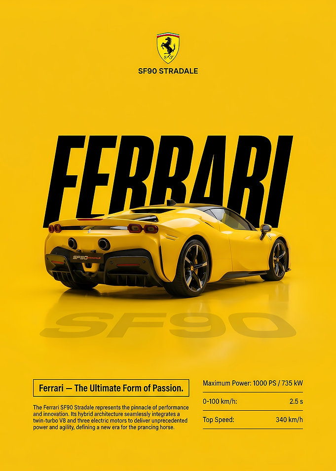 Ferrari SF90 Stradale Yellow Sports Car
