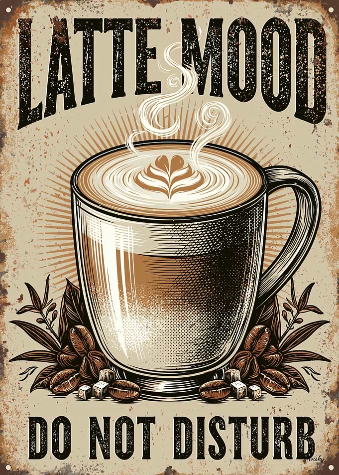 Latte Mood Do Not Disturb Retro Coffee Wall Art