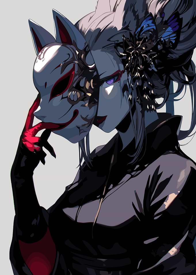 Anime Character with Fox Mask
