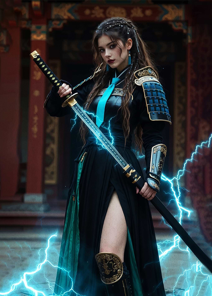 Samurai Warrior with Lightning Sword
