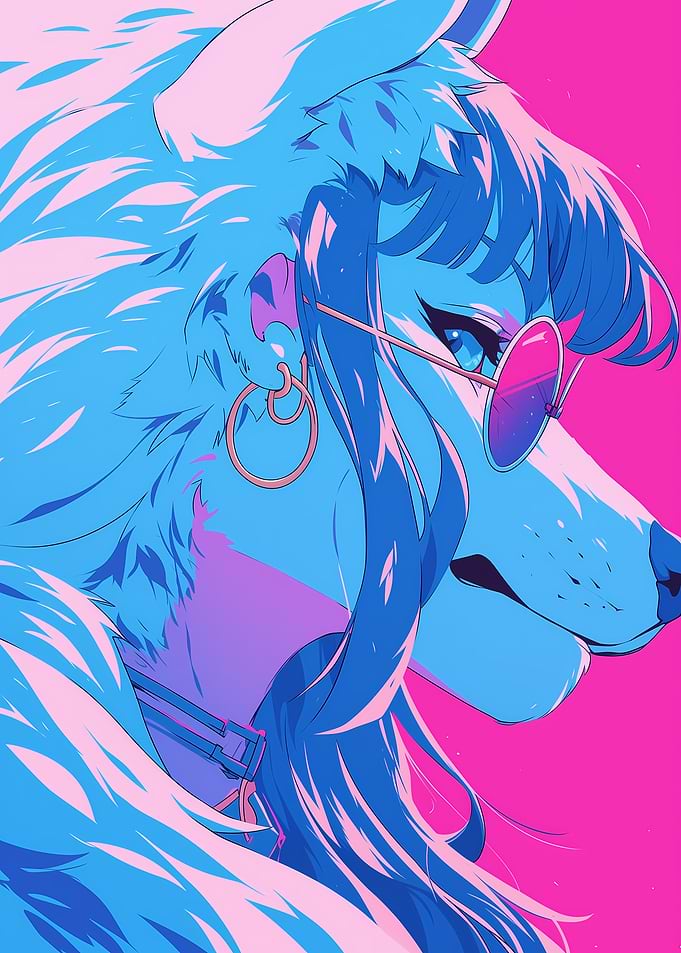Stylized Wolf with Sunglasses