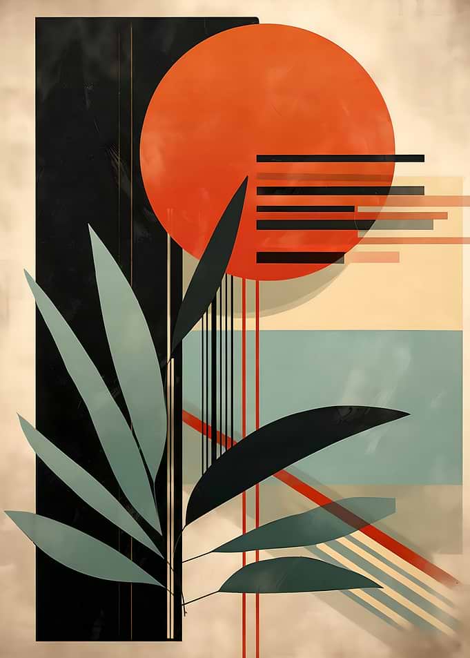 Abstract Geometric Plant Art