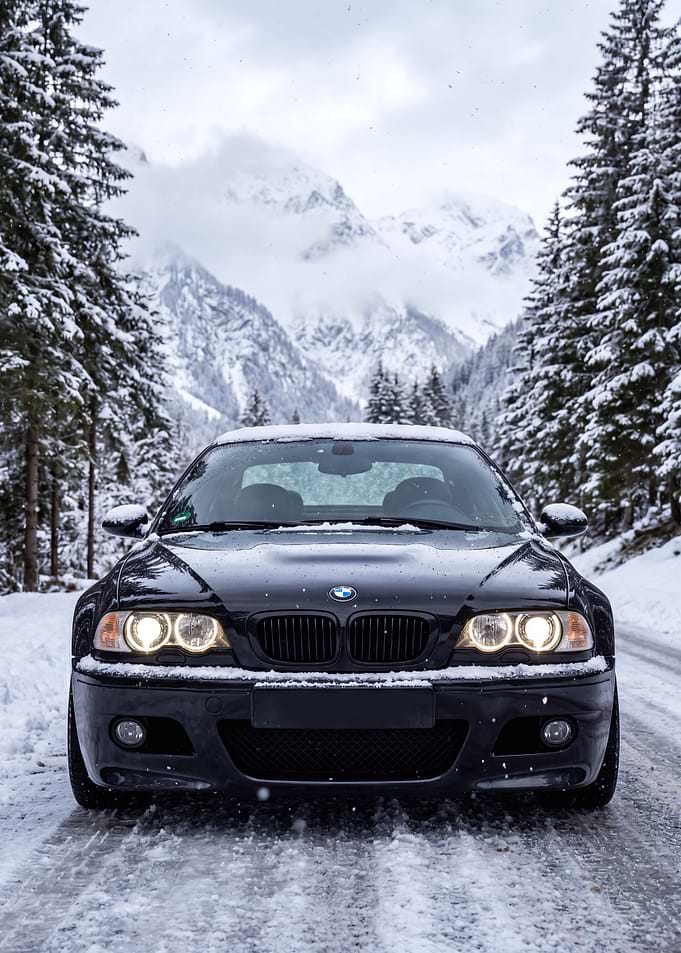 BMW M3 E46 in Snowy Mountain Landscape