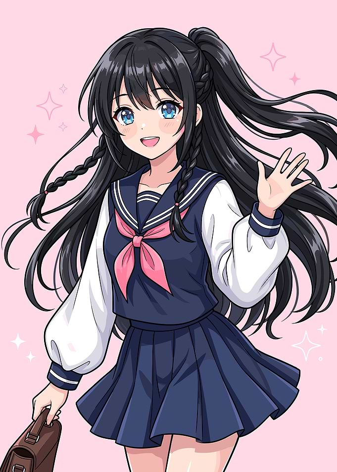 Kawaii Anime School Girl
