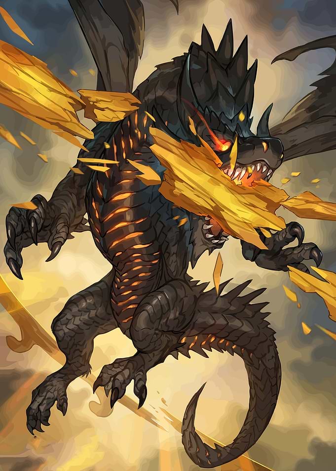 Fiery Black Dragon Attacking