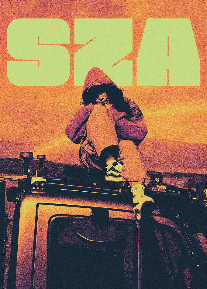SZA sitting on a car roof