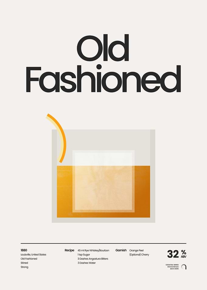 Old Fashioned Cocktail Illustration