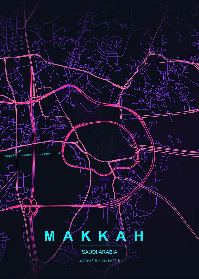 Makkah Saudi Arabia Map Art
