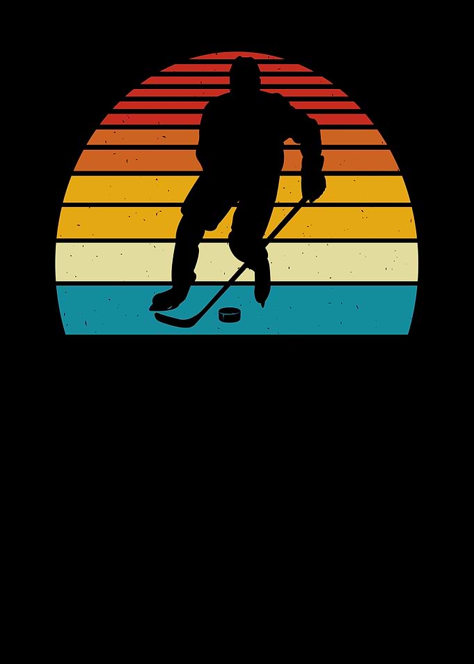Retro Hockey Player Sunset Silhouette