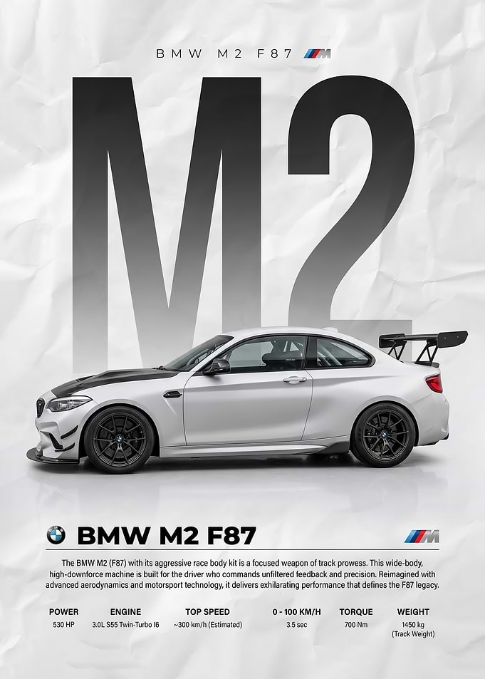 white side BMW M2 F87 Race Car