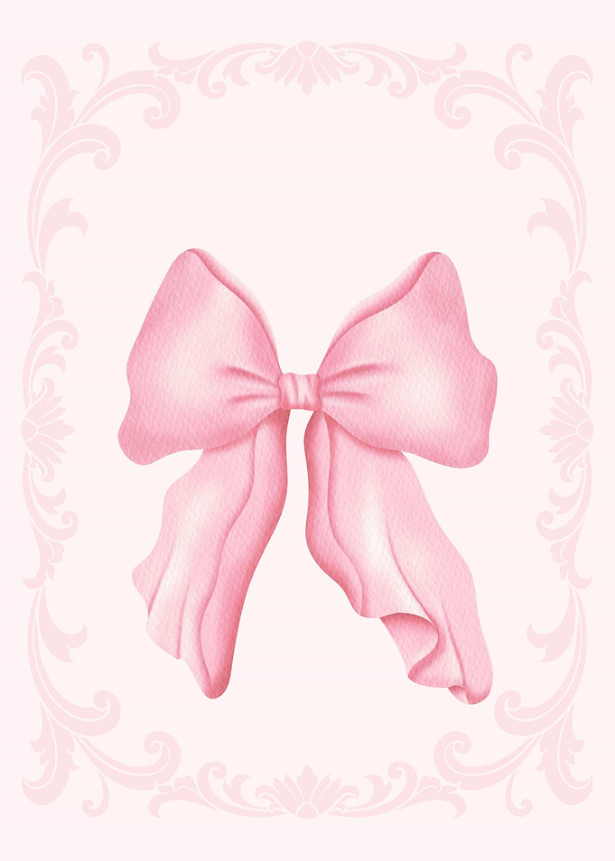 Pink Bow with Floral Border