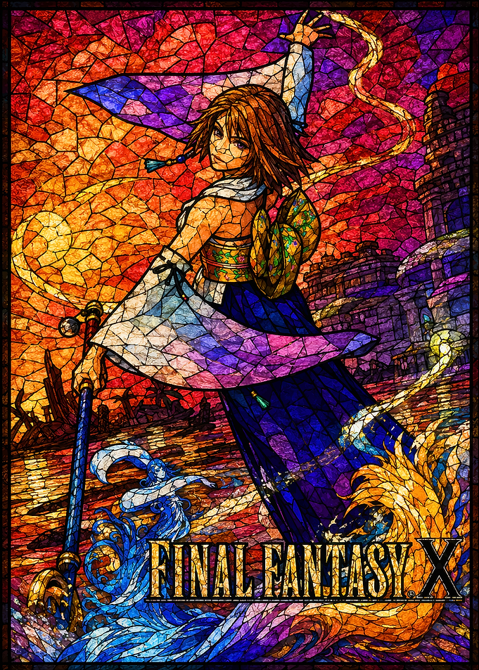 Final Fantasy X Yuna Stained Glass Art