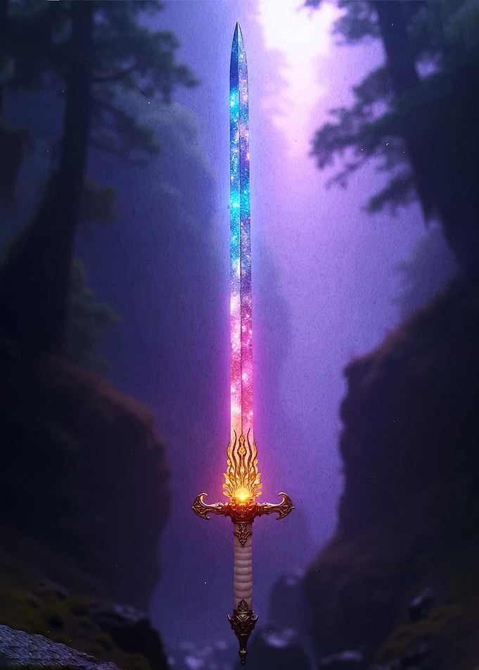 Cosmic Galaxy Sword in Forest