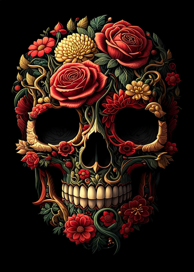 Floral Skull Art