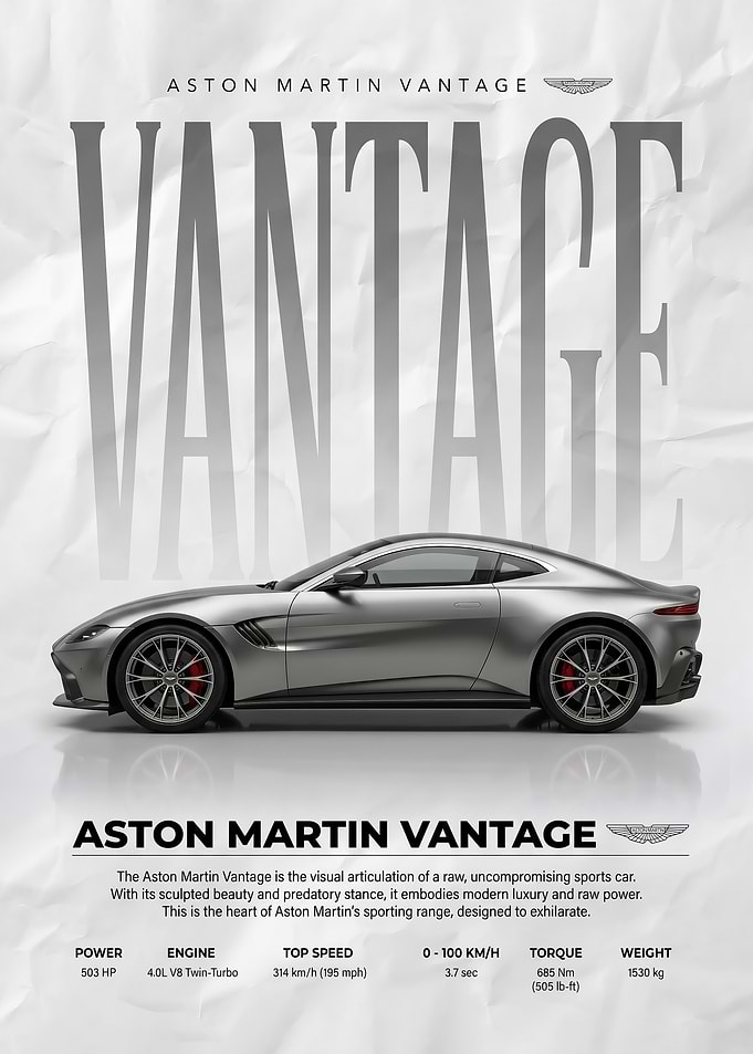 Aston Martin Vantage Car poster