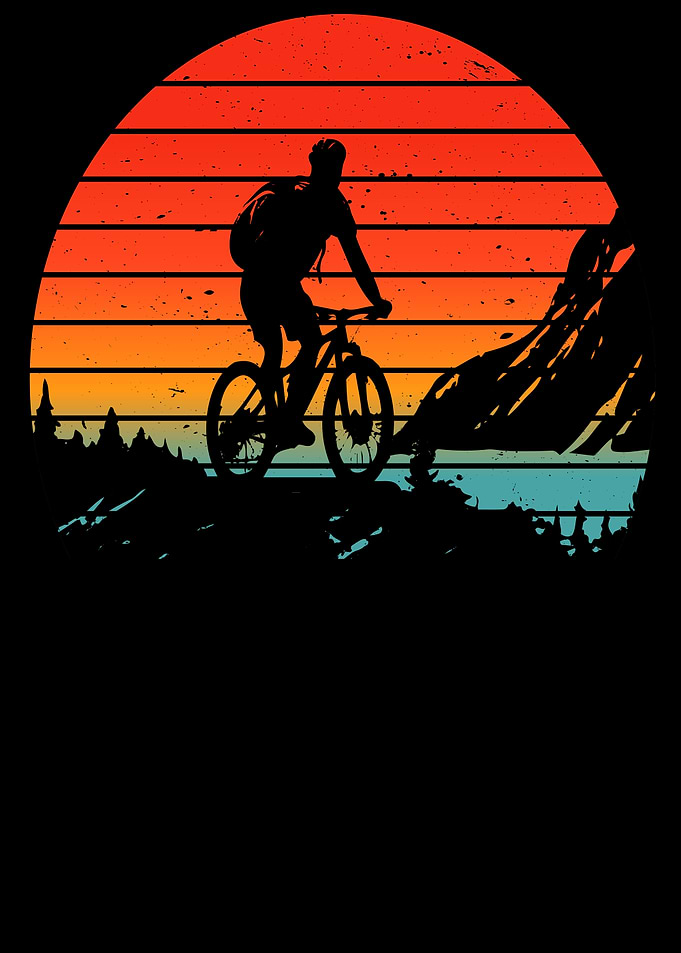 Mountain Biker Sunset Retro Design